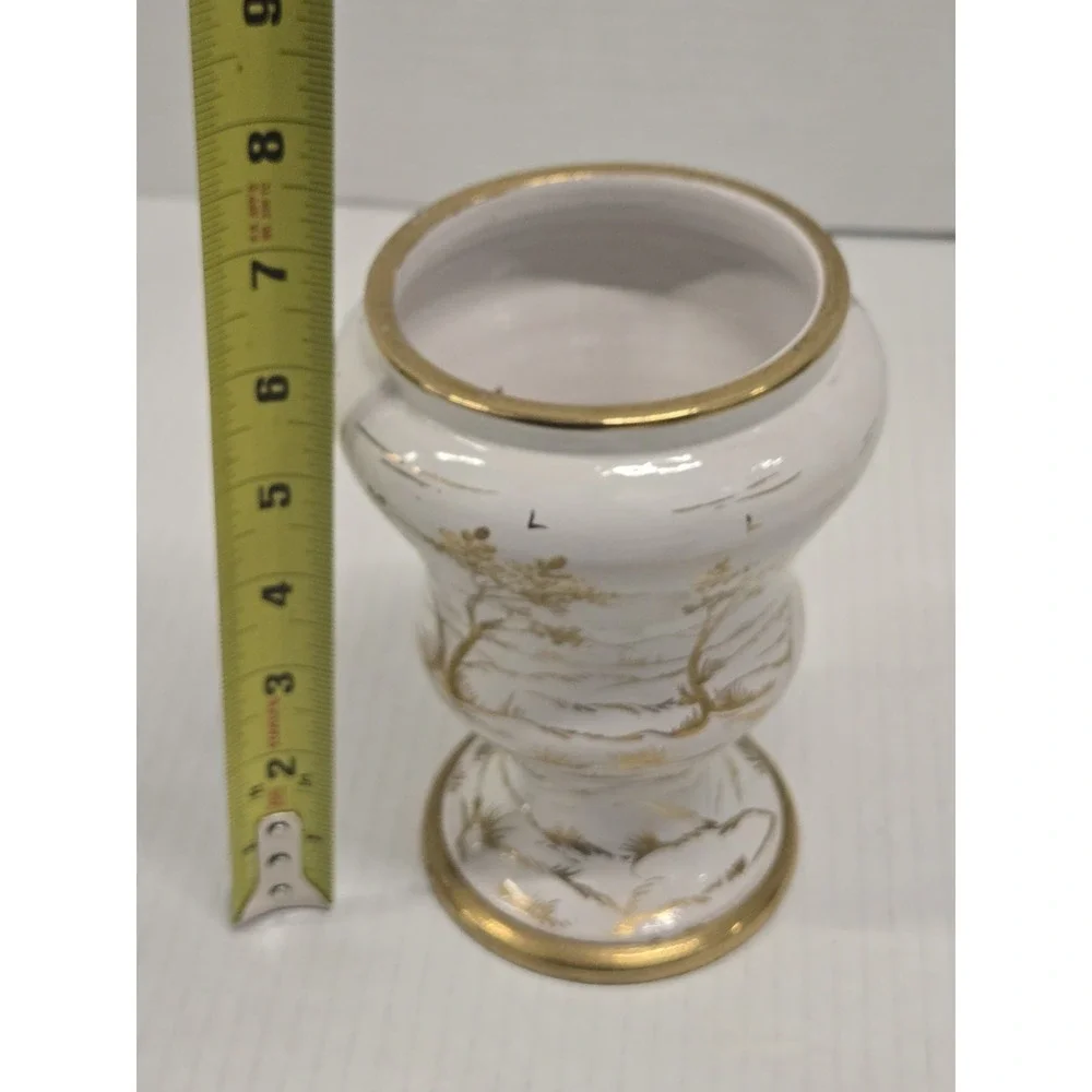 Vintage Ugo‎ Zaccagnini Italian Signed Italy Art Pottery Vase Gold White